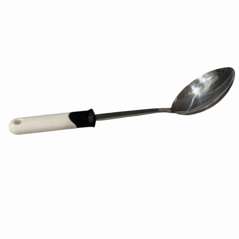 Vintage EKCO Stainless Steel Serving Spoon with Black and White Handle